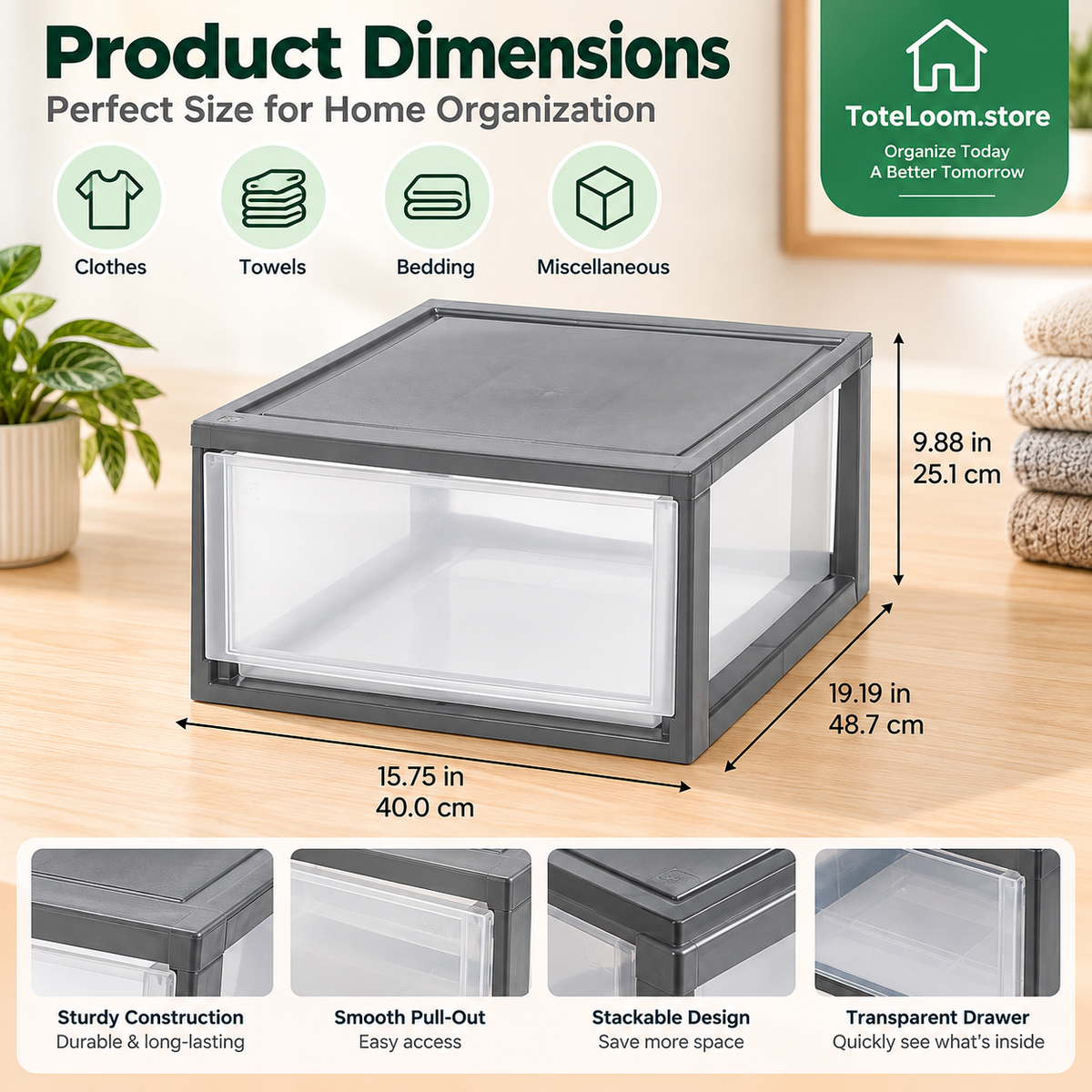 Stackable Under-Bed Storage Drawers - 4 Pcs