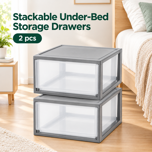 Stackable Under-Bed Storage Drawers - 2 Pcs