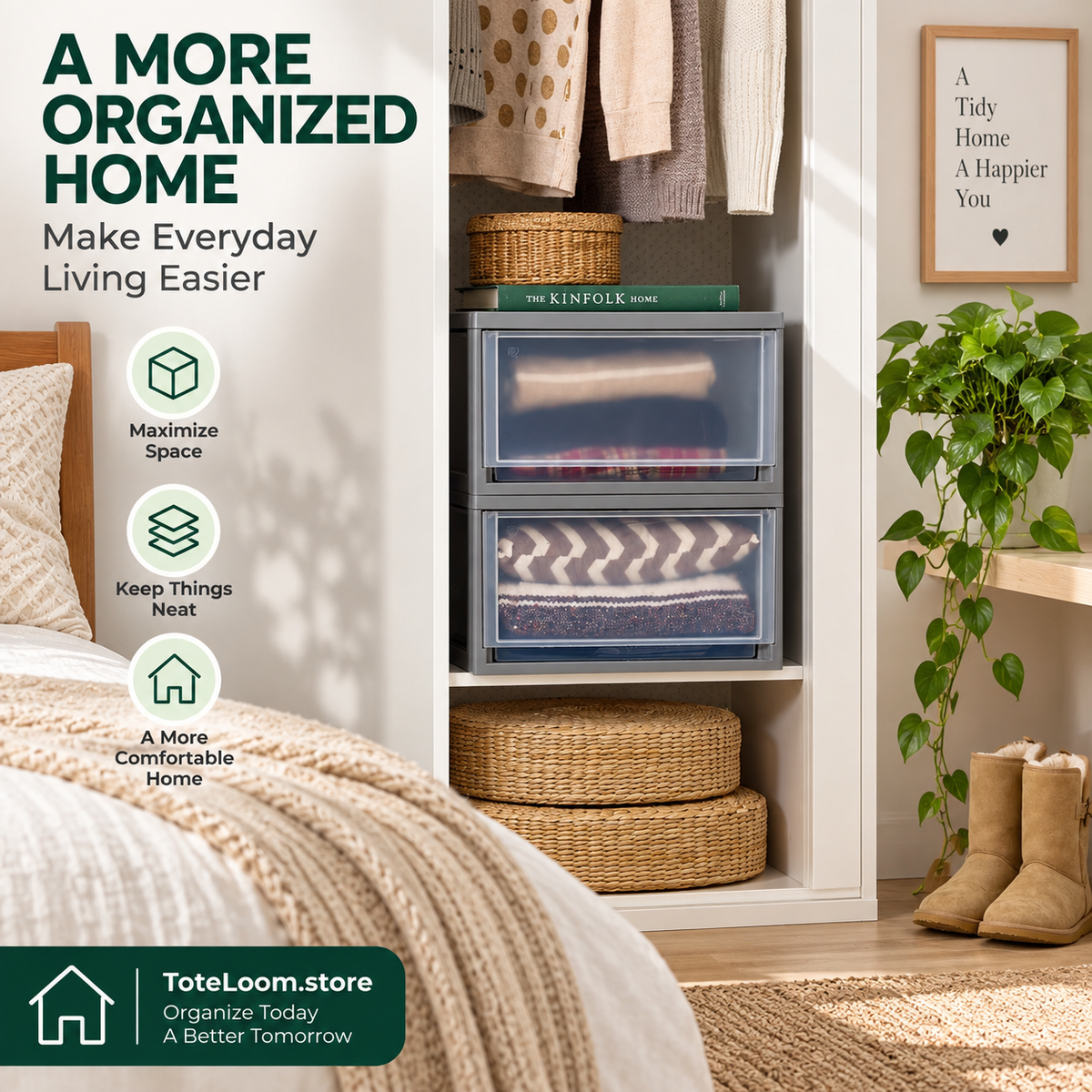Stackable Under-Bed Storage Drawers - 4 Pcs