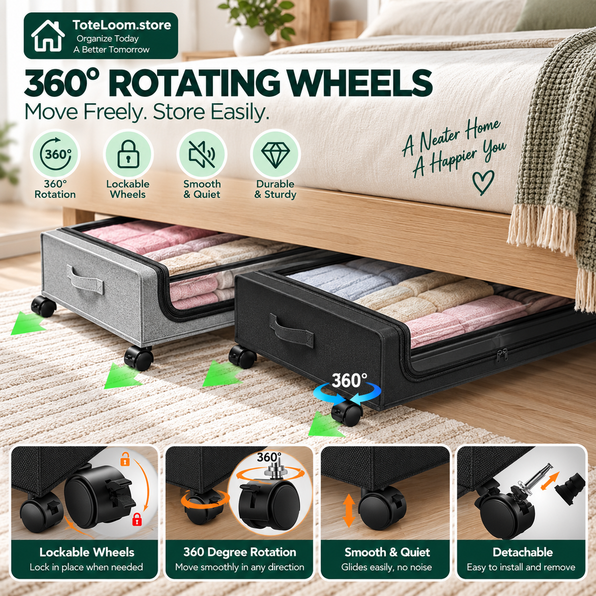 Rolling Under-Bed Storage Containers