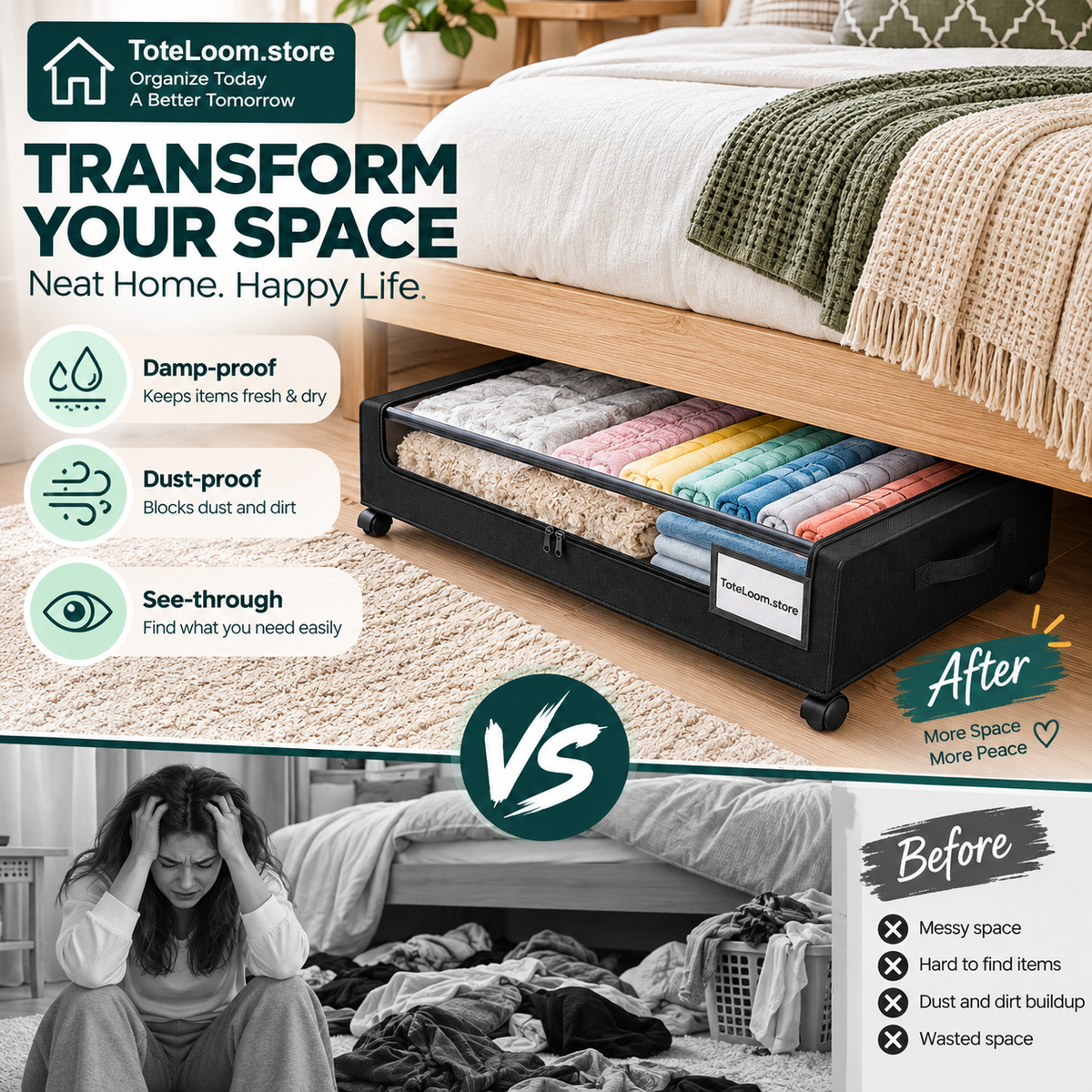 Rolling Under-Bed Storage Containers