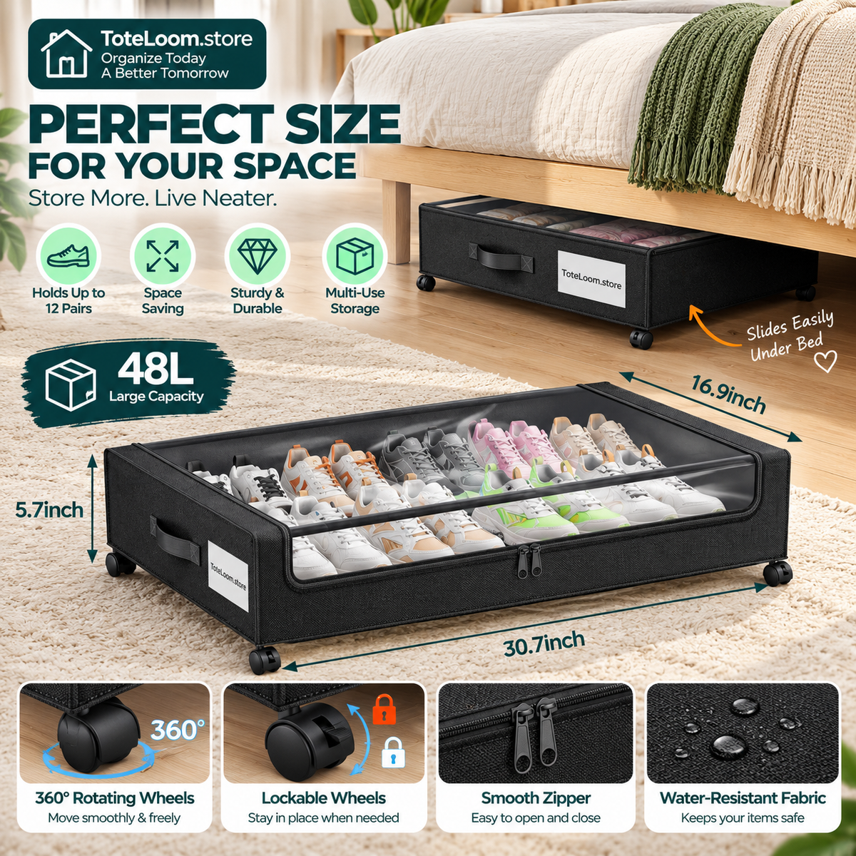 Rolling Under-Bed Storage Containers