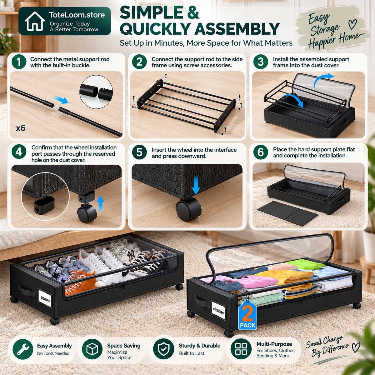 Rolling Under-Bed Storage Containers